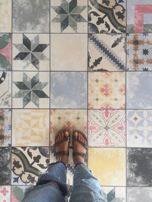 Cute floors inside  at Superfood Smoothie Bar in Split
