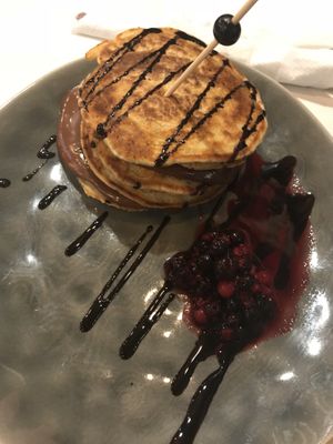Vegan ‘Nutella’ pancakes with mixed berries at Superfood Smoothie Bar in Split