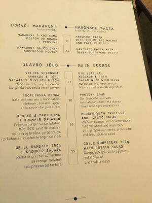 All day menu at Superfood Smoothie Bar in Split