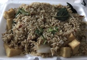 Thai Basil Fried Rice with tofu spice level hot  at Chaang Thai in Colorado Springs