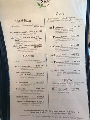 Vegan menu (3/4) at Chaang Thai in Colorado Springs