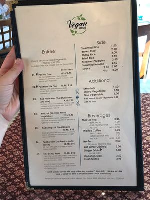 Vegan menu (4/4) at Chaang Thai in Colorado Springs