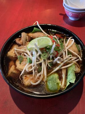 Tofu and mushroom pho - spice level 8  at Hanoi Bike Shop in Glasgow