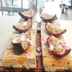 Raw passion fruit slice at Mr Jackson's Plant Based Food Truck in Tauranga