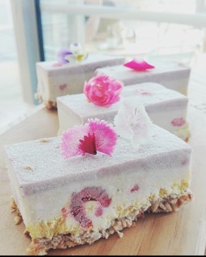 Raw raspberry turmeric cheese cake at Mr Jackson's Plant Based Food Truck in Tauranga