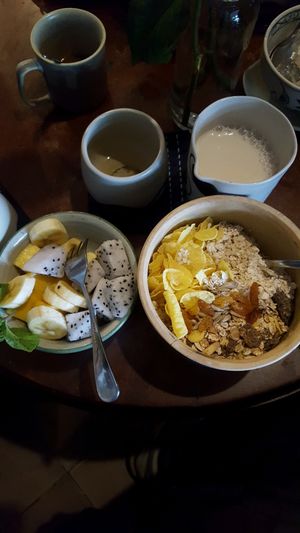 tree hugger müsli with fresh food and soy milk ♡ at Tree Hugger in Dong Hoi