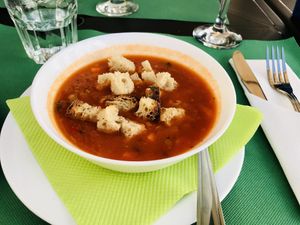 Soup of the day 😋  at Escandinavia Green Spirit in Fuseta