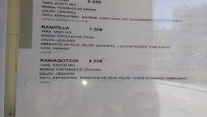 Possible vegetarian menu (at least 2 have egg) at Ramen Break in Porto