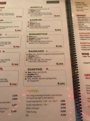 Menu at Ramen Break in Porto