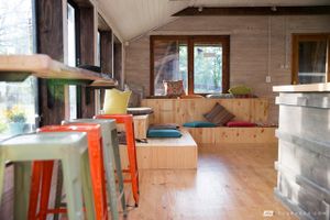 Maybe is the best place to enjoy a nice coffee w/ non-diary milk and a yummy sandwich. at Mundo Elefante in Pucon