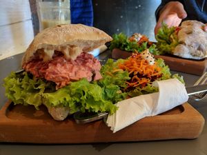 Anjuna burger! at Mundo Elefante in Pucon