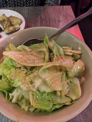 Cabbage in pistachio milk - otherworldly but so so great! Can't recommend enough at Mission Chinese Restaurant in San Francisco