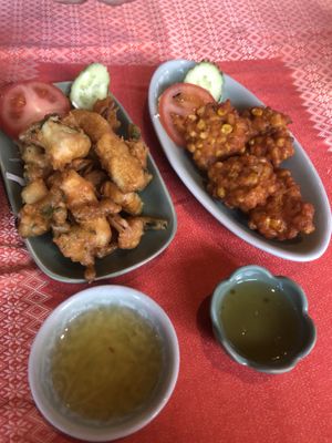 Veggie Tempura and Sweetcorn Fritters  at Doi Intanon in Ambleside