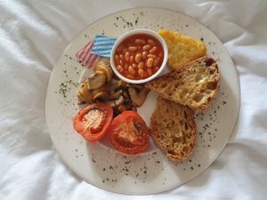 Vegan breakfast in bed! at Ambleside Manor in Ambleside