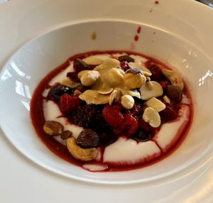 Coconut yoghurt, fruit, nuts & tahini   at Ambleside Manor in Ambleside