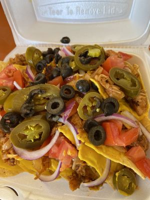 Bbq jackfruit nachos  at Plant Power Cafe & Juice Bar in Chattanooga