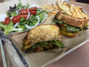 Portabella mushroom patty melt   at Plant Power Cafe & Juice Bar in Chattanooga