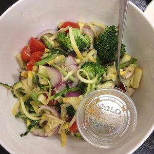 spiralized zucchini with lemon pepper sauce at Plant Power Cafe & Juice Bar in Chattanooga