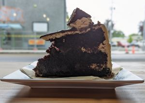 chocolate peanut butter brownie cake at Shoofly in Portland