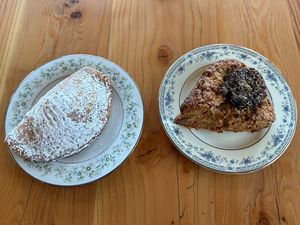 Apple walnut butterscotch hand pie and vanilla fig scone  at Shoofly in Portland
