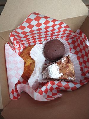 Apple cake, PhillyKake, and red pepper hand pie at Shoofly in Portland