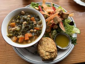 Soup, salad, and a biscuit. Simple and so tasty.  at Shoofly in Portland