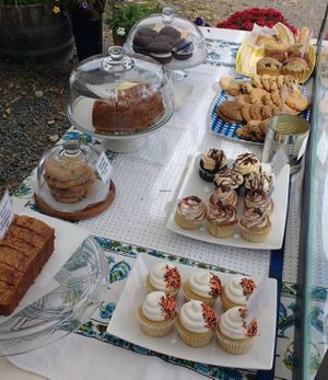 Table spread at sauvies island  at Shoofly in Portland