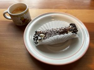 espresso and cannoli  at Shoofly in Portland