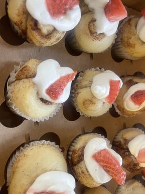Baby buns with hazelnut icing and strawberries   at Cinnaholic in Richardson