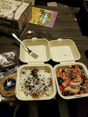 My cinnamon rolls along with a cookie and brownie  at Cinnaholic in Richardson