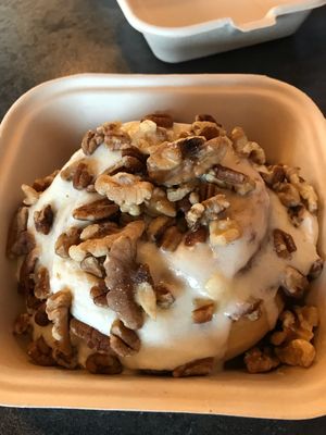 Coffee frosting with Pecans & Walnuts  at Cinnaholic in Richardson
