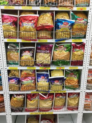 Snacks on snacks at Patel Brothers in Waltham