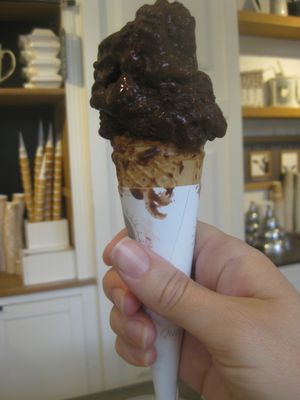 Vegan chocolate ice cream at Gelateria La Romana in Verona