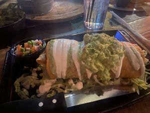 Vegan Chik’n Chimichanga with Pico de Gallo on the side  at Nacho Daddy - The Strip in Las Vegas