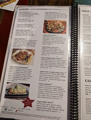 Vegan menu at Nacho Daddy - The Strip in Las Vegas