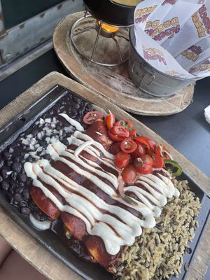 Queso and vegan enchiladas  at Nacho Daddy - The Strip in Las Vegas