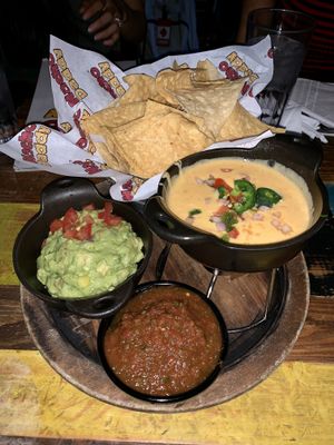 Chips with queso, guacamole and salsa at Nacho Daddy - The Strip in Las Vegas