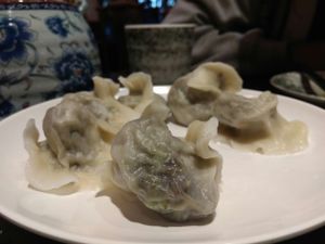 Olive and green bean dumplings at Vegetarian Dumpling in Beijing