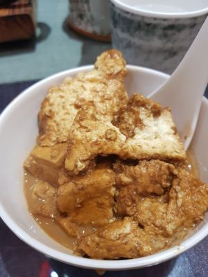 Salty delicious tofu at Vegetarian Dumpling in Beijing