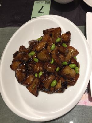 Eggplant with beans and nice sauce at Vegetarian Dumpling in Beijing