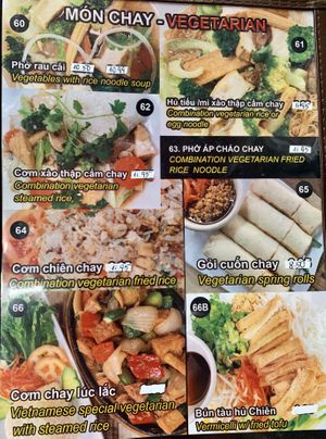 Vegetarian Menu at Pho Ha in Moreno Valley