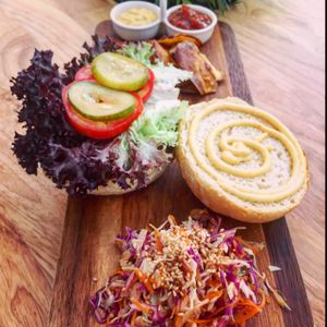 Amazing burger  at Nourish Cafe in Yangon