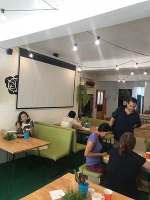 Lounging after/before yoga class next door, beautiful and clean! at Nourish Cafe in Yangon