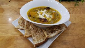 Pumpkin soup at Nourish Cafe in Yangon