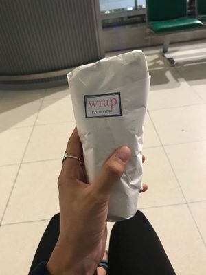 At first stopover in Bangkok I ate this roast veggie with cashew cheese wrap  at Nourish Cafe in Yangon