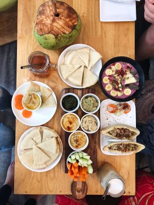 The food ordered while having a meal with a few friends while at Nourish. The number of options to choose from was great, and they were all delicious!  at Nourish Cafe in Yangon