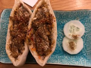 Shawarma pitta at Nourish Cafe in Yangon