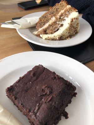 carrot cake and beetroot brownie  at The Hextol Tans Coffee Shop and Vegetarian Cafe in Hexham