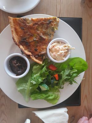 Vegetarian leek, mushroom and Stilton quiche at The Hextol Tans Coffee Shop and Vegetarian Cafe in Hexham