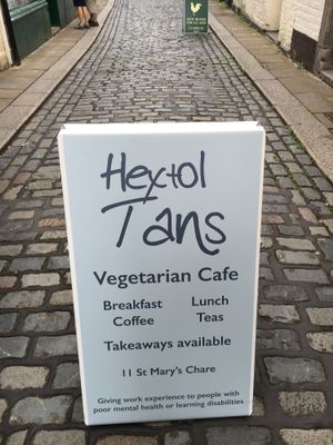 board outside  at The Hextol Tans Coffee Shop and Vegetarian Cafe in Hexham